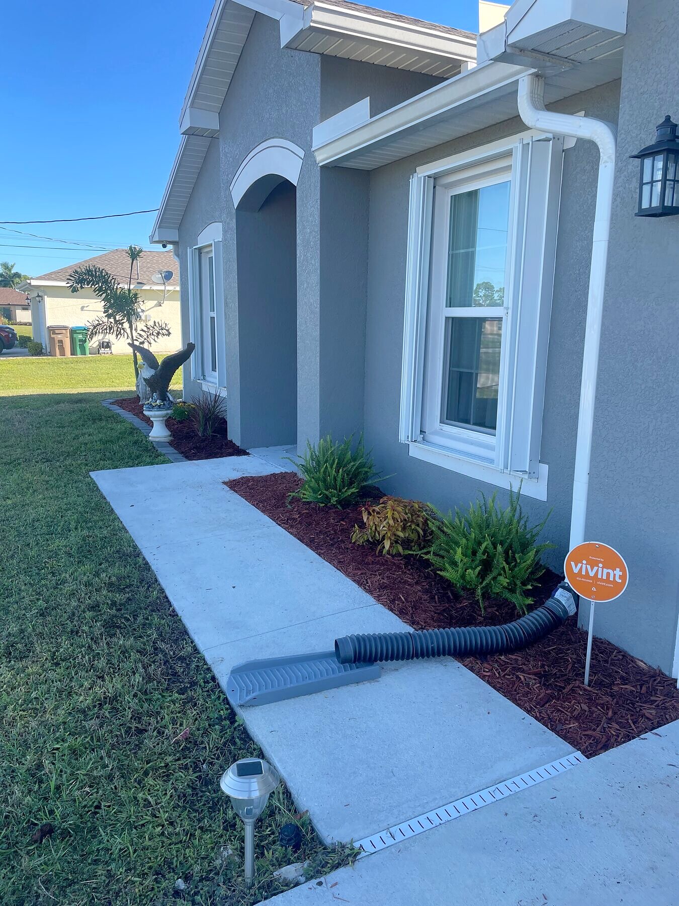 Well-maintained landscaped walkway